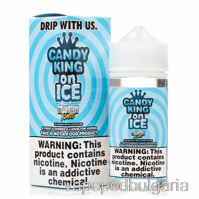 Vape Течности Ice Strawberry Rolls - Candy King On Ice - 100ml 6mg